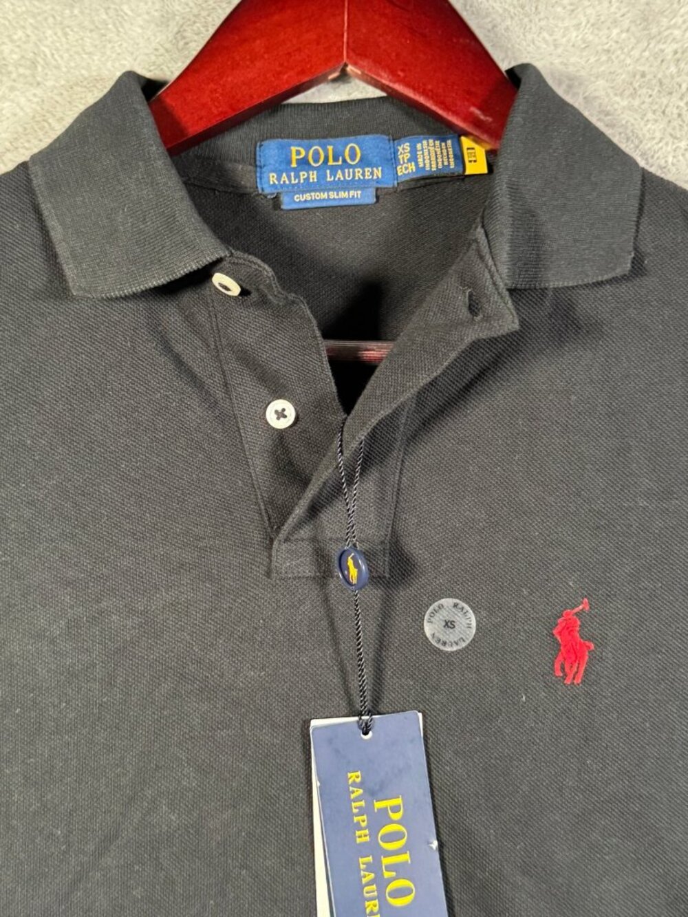 Polo Ralph Lauren Shirt Mens XS Black Custom SLIM Fit Red Pony Pique $118